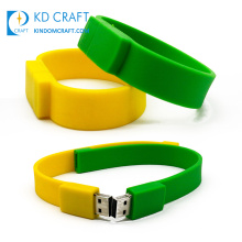 Factory direct sale custom eco friendly logo printing rubber usb flash drive wristband for sale